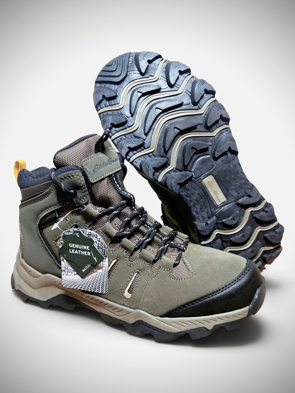NEW Eddie Bauer Men's 8 Waterproof Leather Outdoor Hiking Boot Crowden, Green
